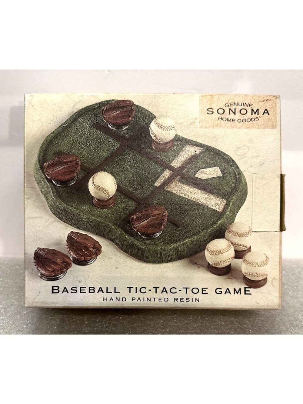 Baseball Tic Tac Toe Game Hand Painted Resin By Sonoma Genuine Home Goods NEW